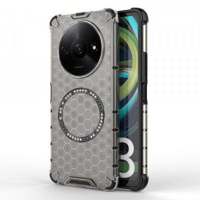 Husa MagSafe pentru Xiaomi Redmi A3x / A3, Techsuit, HoneyComb Shield, Neagra foto