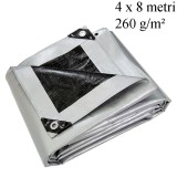 Prelata impermeabila, 4x8 m, PE 260 g/mp, inele otel 12 mm, protectie sporita