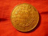 Jeton - Copie dupa moneda aur 100 franci 1886 Franta ,bronz aurit ,d=3,5cm