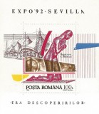 |Romania, LP 1294/1992, Exp. Mondiala - Era descoperirilor, col. dantelata, MNH