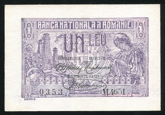 q614 ROMANIA 1 LEU 1920 UNC NECIRCULATA