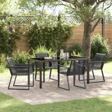 VidaXL Set de masă pentru grădină 5 pcs Negru Rattan poli