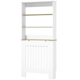 HOMCOM Mască pentru calorifer cu lamele și 3 polițe, acoperire modernă din MDF pentru living, 78x19x165 cm, alb | Aosom Romania