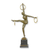 Dansatoare Art Deco - statueta din bronz pe soclu din marmura BJ-69, Nuduri