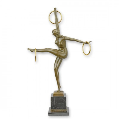 Dansatoare Art Deco - statueta din bronz pe soclu din marmura BJ-69 foto