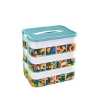 Organizer triplu pentru jucarii si blocuri, verde 30 x 23 x 32 cm