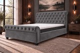 Pat Silver 160x200 cm Tapitat Catifea Gri, Somiera Inclusa