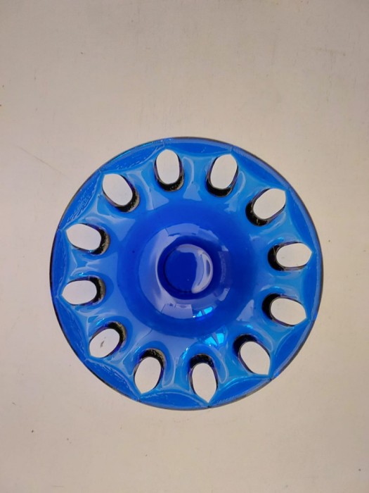 Farfurie / bol sticla albastru-cobalt, 16cm diametru x 4cm inaltime