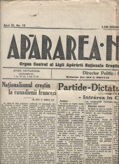 Ziar saptamanal Apararea nationala anul XI no 12 3 iunie 1934 4 pag. foto