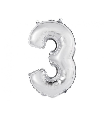 Balon Folie Cifra 35 cm Argintiu-Tip Cifra 3 foto