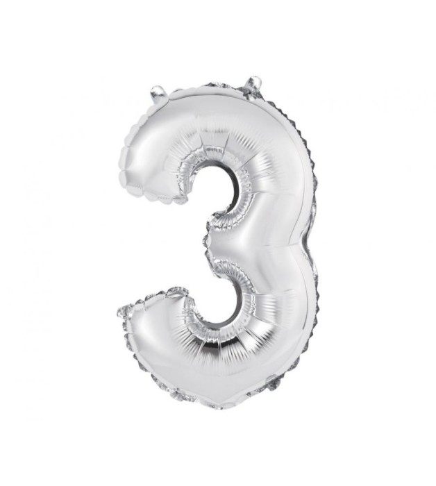 Balon Folie Cifra 35 cm Argintiu-Tip Cifra 3