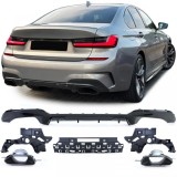 Difuzor sport spate lucios + tevi de esapament 340 look potrivit pentru BMW Seria 3 G20 G21 320 330 Performance AutoTuning
