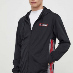 adidas Originals bluză Adibreak Full-Zip Hoodie bărbați, culoarea negru, cu glugă, cu model, IM8209