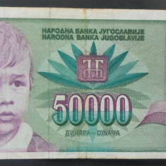 Bancnota 50000 DINARI / DINARA - YUGOSLAVIA, anul 1992 *cod 914