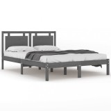 Cumpara ieftin Cadru de pat, gri, 200x200 cm, lemn masiv