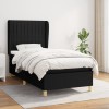 VidaXL Pat box spring cu saltea, negru, 100x200 cm, textil