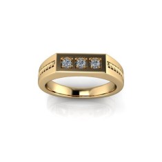 Inel barbatesc din aur galben 14K, piatra zirconiu - 62
