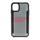Husa iPhone 11, TPU+PC, Fibra Carbon, Neagra