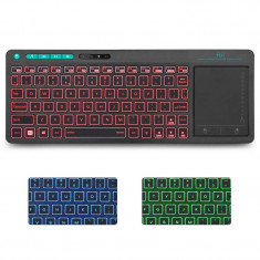 Tastatura multimedia Rii tek RTMWK18P Wireless cu mouse pad Iluminata LED RGB USB Negru foto