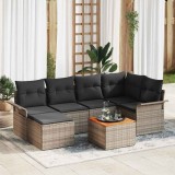 vidaXL Set de canapele pentru grădină 7 pcs Gri Rattan poli 3347349