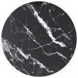 Blat masa vidaXL, sticla securizata, &Oslash;80cm, 1cm grosime, design marmura, negru