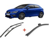Cumpara ieftin Set 3 stergatoare SEAT LEON (KL1, KLG) din 2019, pentru parbriz si luneta fata si spate auto, Bosch Aerotwin, din cauciuc siliconat rezistent, SEAT