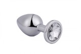 Dildo anal metalic Rosy M Silver with White diamond