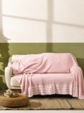 Cumpara ieftin Patura cu franjuri Serenity 170x210cm alb roz