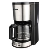 Cumpara ieftin Cafetiera cu programator Zass, 1000 W, 1.5 l , 10-12 cesti, ecran LCD, Negru/Argintiu