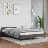 VidaXL Cadru de pat cu tăblie, gri, 140x190 cm, piele ecologică