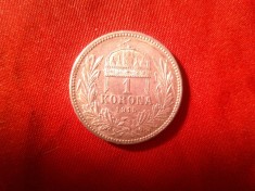 Moneda 1 koroana Ungaria 1915 argint Fr Josef cal AUNC