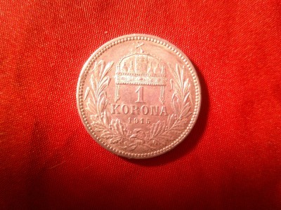 Moneda 1 koroana Ungaria 1915 argint Fr Josef cal AUNC foto