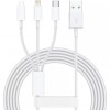 Cablu USB 3in1 Flippy SX - 21, USB la micro USB/USB-C/compatibil iphone, 3A, 1.2m (alb)
