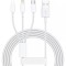 Cablu USB 3in1 Flippy SX - 21, USB la micro USB/USB-C/compatibil iphone, 3A, 1.2m (alb)