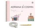 Set album foto pentru nunta, tematica Bilet de Avion, GuestBook, pix si dubluadeziv inclus, Format A4 landscape, 25 file