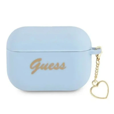 Husa Airpods Guess Silicone Charm Heart pentru Airpods Pro Blu foto