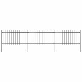 vidaXL Gard de grădină cu v&acirc;rf suliță, negru, 5,1 x 1 m, oțel