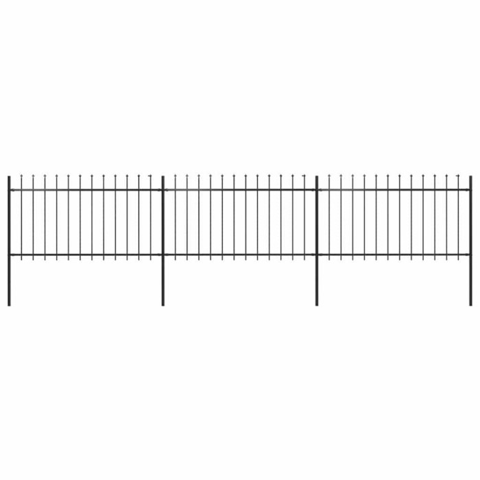 vidaXL Gard de grădină cu v&acirc;rf suliță, negru, 5,1 x 1 m, oțel