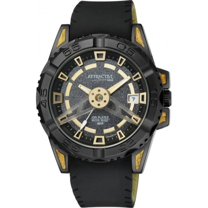 Ceas B?rb?tesc Q&amp;Q Attractive Gold &amp; Black DA52J502Y
