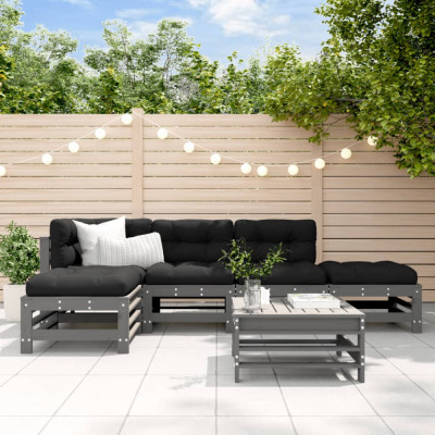 Set mobilier relaxare gradina&amp;amp;perne 6 piese gri lemn masiv pin GartenMobel Dekor foto