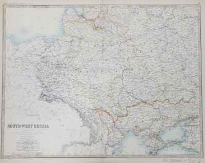 SOUTH - WEST RUSSIA - SHOWING THE EXTENT OF THE KINGDOM OF POLAND PREVIOUS TO ITS PARTITION IN 1722 by KEITH JOHNSTON , SCARA 1 / 3.456.000 , MIJLOC foto