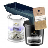 Set Vopsea Decorativa Eva Madreperla Alb Perlat 1 L, Fondo 1 L, Tava si Pensula, Oem