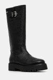 Karl Lagerfeld ghete de piele BURLY BIKER femei, culoarea negru, cu toc plat, KL43490W