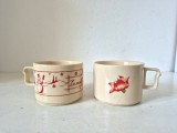 Set 2 cești faianță vintage Faimar Baia Mare &ndash; La mulți ani 1981, colecție