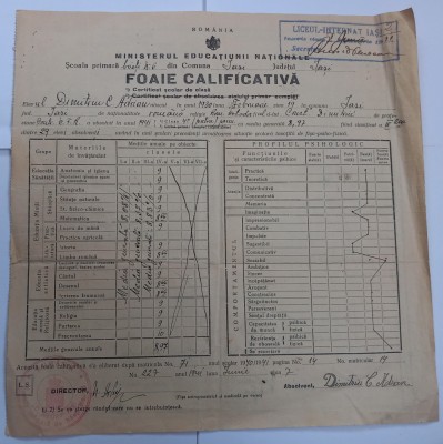 Foaie calificativa, Iasi , 1941 foto