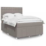 VidaXL Pat box spring cu saltea, gri taupe, 160x200 cm material textil 3294037