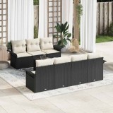VidaXL Set de canapea de grădină cu 8 piese și perne, negru, din rattan plastic.