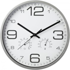 Ceas de Perete cu Termometru si Higrometru, Design Modern, Mecanism Quartz