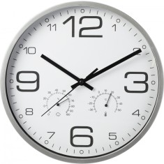 Ceas de Perete cu Termometru si Higrometru, Design Modern, Mecanism Quartz