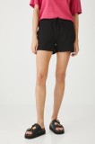Medicine pantaloni scurți de trening culoarea negru, neted, medium waist
